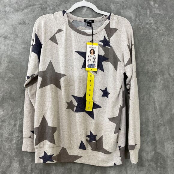 NWT Buffalo David Bitton Women's size S Soft Cozy Crewneck Stars Top Twinkle - Picture 1 of 10